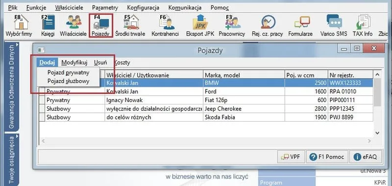 Jak prawidłowo zaksięgować w KPiR zakup samochodu osobowego?