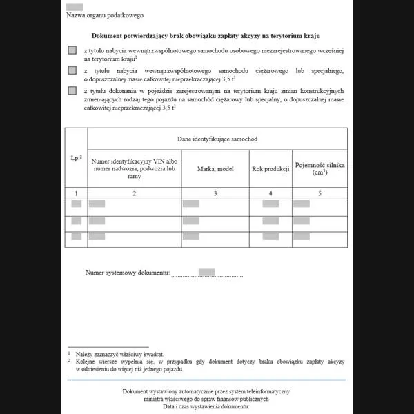 Obliczanie akcyzy samochód