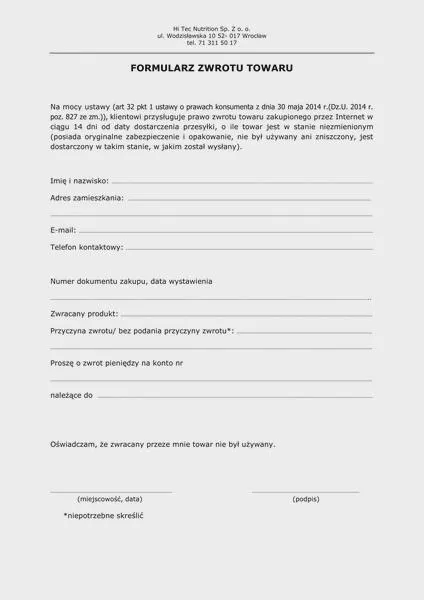 Problemy z zwrotem towaru