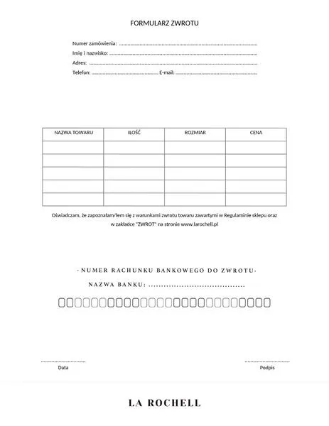 Zasady zwrotu towarów